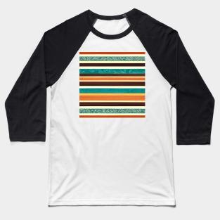 Beautiful mix of patterned turquoise and brown striped design. Baseball T-Shirt